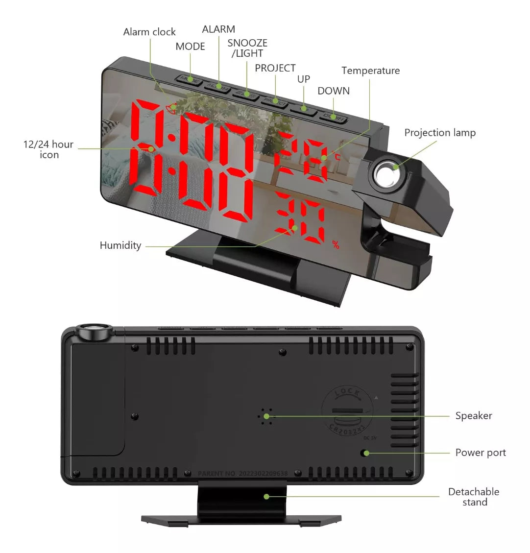 Reloj Proyector LED Despertador